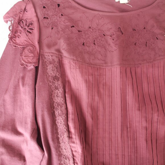Anthropologie x Tiny Long-Sleeve Crescent Ruffled Lace Top Size Medium EUC - Picture 9 of 11